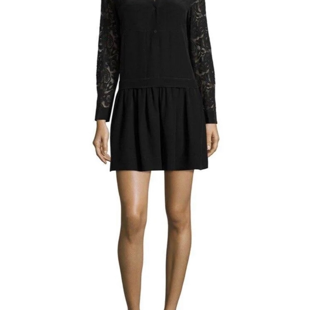 Black silk long sleeve Rebecca Taylor dress